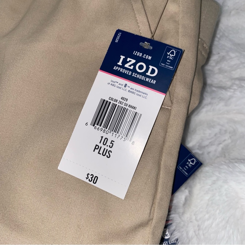 IZOD Schoolwear School Uniform Plus Size Fit Khaki  Shorts 10.5 Plus - Picture 4 of 6